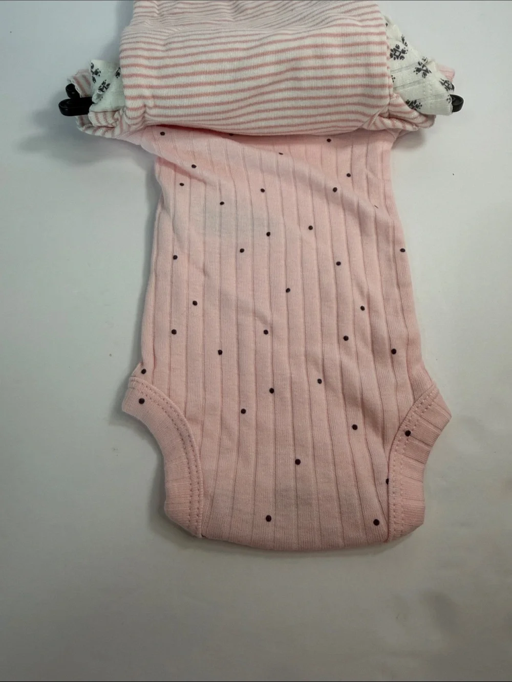 Carter's Pink Ribbed Dot Short-Sleeve Baby Bodysuit